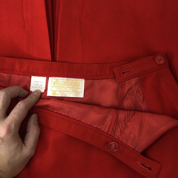 Pendleton 100% Wool Suits Set Blazer Jacket Sz 10 Skirt 12 Red Holiday Christmas - Picture 15 of 15
